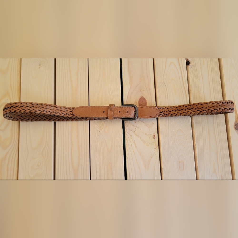 Men's Braided Leather Belt in Tan